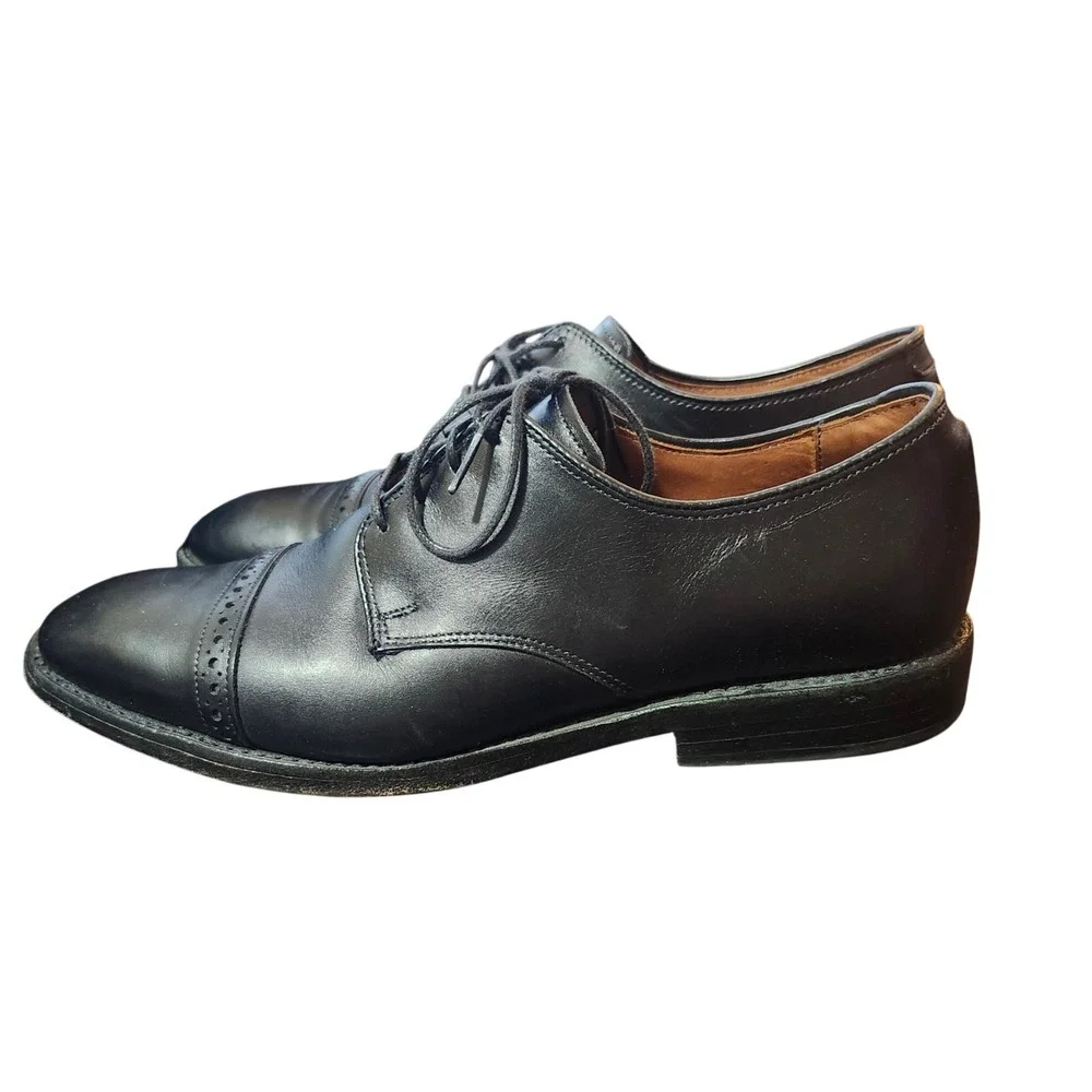 Allen Edmonds Fifth Avenue Mens 8 D Black Leather Cap Toe Oxford Shoes Dress